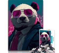 Panda Wearing Glasses Jigsaw Puzzles for Teenagers 1000,Help The Brain Exercise Addictive Toys to Cultivate Patience A Work of Art 38x26cm
