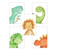 Panda whale dino pictures children's room boy cute baby dinosaur decoration 5-piece poster set for children DIN A4