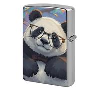 Panda with A Tilted Head Classic Lighter Case, Novelty Creativity Lighter Housing Vintage Cool Lighter Cover for Men Dad Husband Gift Collect