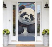 Panda with A Tilted Head Door Banners for Front Doors, Spring Summer Decorative Door Cover Welcome Porch Banner Decoration Hanging Wall Background for Party Supplies Indoor Outdoor Home Decor