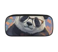 Panda with A Tilted Head Pencil Case Waterproof Leather Pencil Pouch Multi-purpose Aesthetic Makeup Bag Cute Pen Bag Large Cosmetic Bag for Office Stationery, Travel
