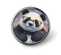 Panda with A Tilted Head Round Badge Cute Enamel Lapel Pin Brooches Button Pin Personalized Clothing Decoration Unisex Badge Holder Hats Bags Shirts Decor