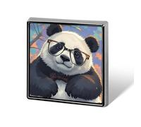 Panda with A Tilted Head Square Lapel Pin Brooch Badge Cute Tie Tack Pin for Hats, Clothing, Bags Unique Fashion Accessories Gift for Men & Women