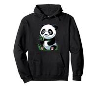 Panda with Bamboo Illustration Pullover Hoodie