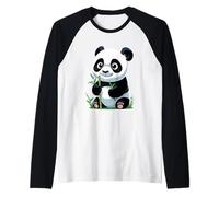 Panda with Bamboo Illustration Raglan Baseball Tee