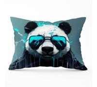 Panda With Blue Glasses Splashart Cushions Warren Reed - Designer Blue 45cm x 45cm