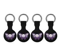 Panda with Butterfly Wings Funny GPS Cases Holder with Key Chain Ring Protective Cover Compatible with Airtag 4PCS