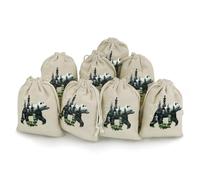 Panda with Chess Small Cotton Linen Pocket Reusable Drawstring Bag Funny Gift Wrap Storage Wrapping Pouch 8 Pieces