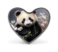 Panda with Flower Lapel Pin Heart Brooch Premium Aluminum Alloy Badge Lightweight Wearable Badge Cute Love Brooch For Valentine'S Day Mother'S Day Wedding Daily Wear & Gift Pin