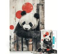 Panda with Red Circles 1000 Piece Jigsaw Puzzles for Adults Teenagers Brain Play Peaceful Fun Sharp Edge Memorable Gift (38x26cm)