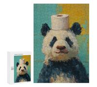 Panda with Toilet Paper on Head Puzzle 1000 Teile Schwer Puzzle Spielzeug Lernspiel Impossible Herausforderungsspielzeug Für Erwachsene Kinder 300 PCS