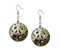 Panda Wooden Earrings for Women, Vintage Elegant Wood Jewelry, Lightweight Earrings for Wedding, Party, Everyday Jewelry Gift, Circular, Wood, wood