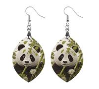 Panda Wooden Earrings for Women, Vintage Elegant Wood Jewelry, Lightweight Earrings for Wedding, Party, Everyday Jewelry Gift, Apricot shaped, Wood, wood