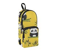 Panda Yellow Pencil Case, Big Capacity Pen Bag with Compartment Students Schoolbag Shape Stationery Organizer Pencil Pouch Marker Case for School Office Work