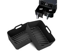 PANDAAR Silicone Air Fryer Liner - 2Pack, Air Fryer Liners Reusable for Ninja Foodi Max Dual Zone AF400EU AF300EU 9.5L Double Stack XL SL400EU