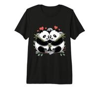 Pandabär | Süßer Pandabär mit Herzsymbol - Panda Paar Premium T-Shirt