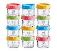 PandaEar (12 Pack Glass Baby Food Storage Jars | 4 oz Reusable Small Containers Freezer Storage with Airtight Lids Leak Proof | Microwave & Dishwasher Safe | Infants Kids Babies