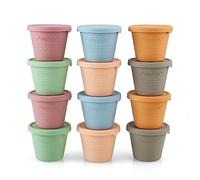 PandaEar 12 Pack Silicone Baby Food Storage Containers, 4 oz Reusable Baby Food Pots with Lids, Small Food Containers, No Spill Baby Weaning Pots for Freezer, Microwave & Dishwasher Safe