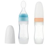 PandaEar (2 Pack) Silicone Baby Food Dispensing Spoon|4 oz Infant Fruit Squeeze Feeder| Travel Friendly Kids Toddlers Boys Girl |Blue|