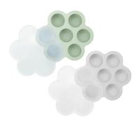 PandaEar 2 Pack Silicone Baby Food Freezer Tray with Lids - 7-Portion Round Easy Pop-Out Storage Containers, Stackable Leak-Proof Molds for Homemade Purees, Vegetable, Fruit & Breast Milk (Green/Grey)
