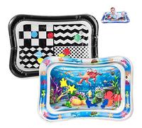 PandaEar 2 Pack Tummy Time Water Mat for Babies Toddlers, Inflatable Tummy Time Pillow Toys Baby Water Play Mats for Floor, Baby Sensory Water Mat for 3 6 9 Months Girls and Boys