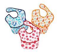 PandaEar 3 Pack Super Light Weight Baby Bib, Waterproof, Washable, Stain Oil and Odor Resistant 5-36 Months|Multi-color|Girl