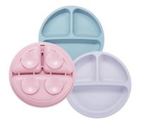 PandaEar 3 Pack Toddler Plates, Silicone Divided Suction Plate for Babies, BPA-Free 100% Food-Grade Silicone Unbreakable Baby Plate (Pink/Purple/Blue)