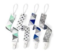 PandaEar 4 Pack Baby Soother Chain Pacifier Clips | Universal Dummy Clips Holder Leash Soother Clips with Plastic Clasp for All Baby Teething Toys Teethers Soothers, Solid Color