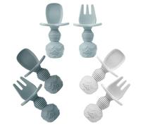 PandaEar 6 Pack Silicone Baby Spoons and Forks Set - Self Feeding Infant Utensils for 6-12 Months - First Stage Baby Led Weaning (BLW) Training Set with Choke Barrier - BPA-Free, Dishwasher Safe