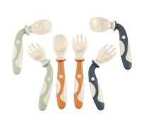 PandaEar 6 Pcs Baby Spoons and Forks Set, 360° Bendable Toddler Training Utensils for Self Feeding, Flexible TPE & PP First Stage Learning Cutlery, BPA Free Easy Grip Weaning Supplies