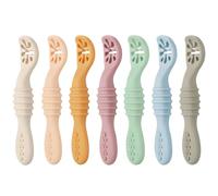 PandaEar 7 Pack Silicone Baby Weaning Spoon with Easy-Grip Handle| Self Feeding Baby Spoons 4 6 Months| Toddler Spoons Baby led Weaning Spoon