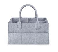 PandaEar Baby Diaper Caddy, Portable Diaper Holder Nursery Storage Basket for Wipes & Baby Stuff, Collapsible Organizer with Divided Design (Gray)