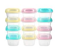PandaEar Baby Food Snack Plastic Storage Container with Lids, 12 Pack Set BPA Free Freezer & Dishwasher Safe for Kids