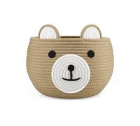 PandaEar Cotton Rope Baby Basket, Baby Nursery Laundry Nappy Caddy Organizer Storage with Cute Bear Design for Infant Newborn Essentials, Diaper Caddy Basket with Handle