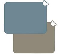 PandaEar Pack of 2 Silicone Placemats Children, Baby Placemats, Washable Children, Non-Slip Placemats, Portable Kneading Mat for Dining Table & Restaurants - Blue & Brown