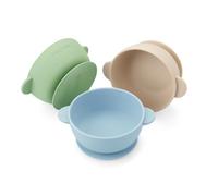 PandaEar Silicone Baby Bowls with Suction| 3 Pack Baby Suction Bowls for Baby Toddlers Infants Kids| Baby Food Feeding Bow Setl Food Grade Soft Safe BPA-Free (Brown Blue Green)