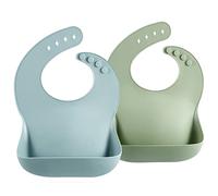 PandaEar Silicone Baby Feeding Bibs for Babies & Toddlers (10-72 Months) Waterproof, Soft, Unisex, Non Messy |Blue Green