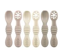 PandaEar Silicone Baby Spoons Self Feeding 4 6 Months| 6 Pack Baby Weaning Spoons| Toddler Baby Feeding Spoon| Blw Spoons Baby Utensils| BPA Free (Beige/Tan/Brown)