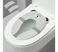 PandaEar Toilet Seat Cover | Folding Travel Toilet Seat for Children and Potty Training | Portable Silicone Toilet Seat for Toddlers, Boys & Girls with Non-Slip Silicone Pads -Grey Bear