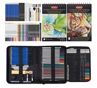 PANDAFLY 80 Drawing Set Sketching Kit with 3-Color Sketchbook & Watercolor Paper, Tutorial, Watercolor, Colored, Charcoal, Graphite, Metallic Pencils, Pro Art Supplies for Artist Adults Teens Beginner