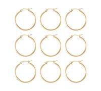 PandaHall 10 Pairs Stainless Steel Round Circle Hoop Earrings 30mm Golden Large Ring Hypoallergenic Ear Hoops for Women Girls Jewelry Earring Making