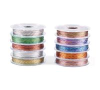 PandaHall 10 Rolls 0.3mm Metallic Threads Machine Embroidery Thread 3-Ply Macrame Cord Sewing Thread for Tatting Quilting Friendship Bracelet Jewelry Making