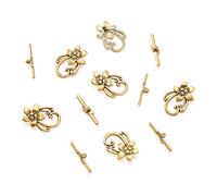Pandahall 10 Sets Antique Golden Tibetan Style Flower Toggle Clasps for Leather & Kumihimo Projects, DIY Jewelry Findings, Charming Beads for Jewelry Making
