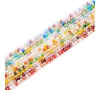 PandaHall 10 Strands Faceted Glass Rondelle Beads Flat Round Crystal Glass Loose Spacer Beads Bulk for Friendship Bracelet Necklace Earring Jewelry Making