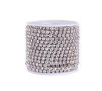 PandaHall 10 Yards Crystal Rhinestone Diamante Chain 4mm SS18 Silver Base Trimming Sewing Stone Beads String for Jewelry Making