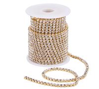 PandaHall 10 Yards Crystal Rhinestone Strass Chains 4mm Trimming Claw Chain Brass Cup for Wedding Supplies DIY Sewing Craft Jewelry Making