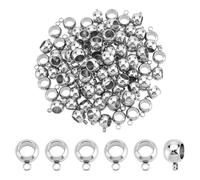 PandaHall 100 Pcs Stainless Steel Rondelle Bail Beads Hanger Links Connector for European Spacer Charms Jewelry Making DIY Findings 5mm Hole