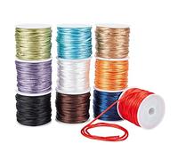 PandaHall 100 Yards Bracelet String, 10 Colours 2mm Nylon Satin Cord Silk Rattail Trim Macrame Cord Nylon Thread Beading Wire for DIY Neckalce Bracelet Jewellery Making Dream Catchers Beading Knotting