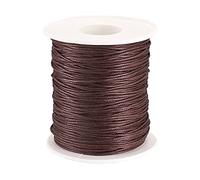 PandaHall 100 Yards/Roll Braided Cotton Cord 1mm Waxed Cotton Cord String for DIY Jewelry Making(SaddleBrown)