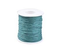 PandaHall 100 Yards/Roll Braided Cotton Cord 1mm Waxed Cotton Cord String for DIY Jewelry Making (Teal)